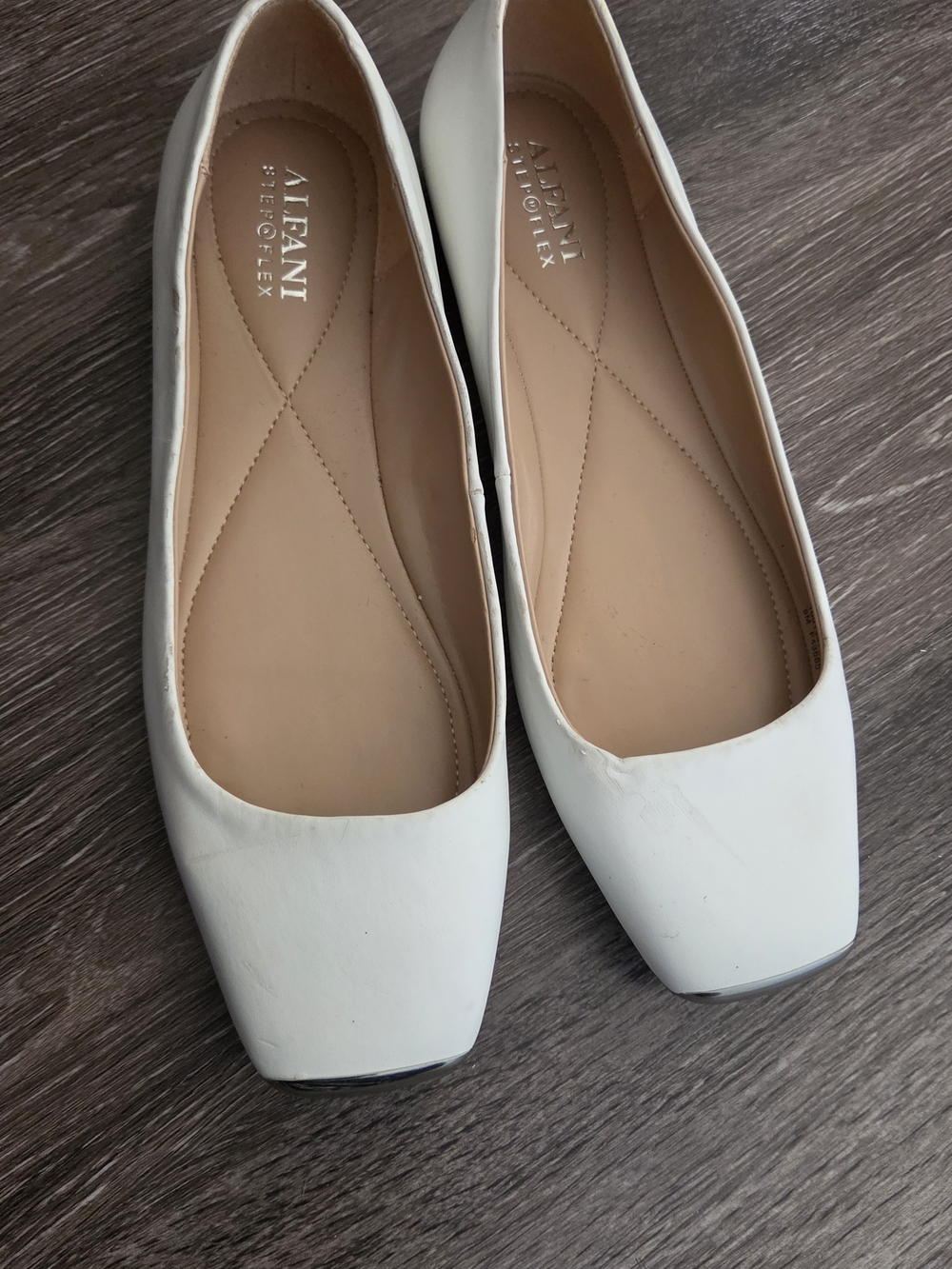 Alfani White Square-Toe Ballet Flats
